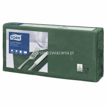 Tork ciemno zielona serwetka lunchowa 33x33 200szt-16342