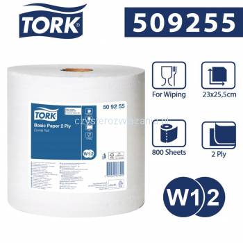 Tork W1/W2 Czyściwo papierowe w roli 184m/23,4cm 2-warstwowe Białe Universal