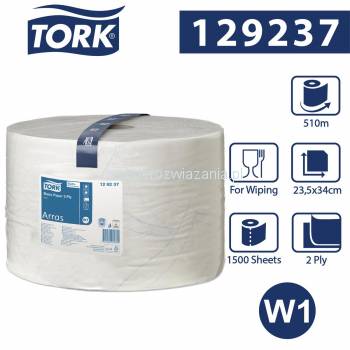 Tork W1 Czyściwo papierowe w roli 510m/23,5cm 2-warstwowe Białe Universal