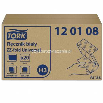 Tork H3 ręcznik biały ZZ-fold Uniw-25014