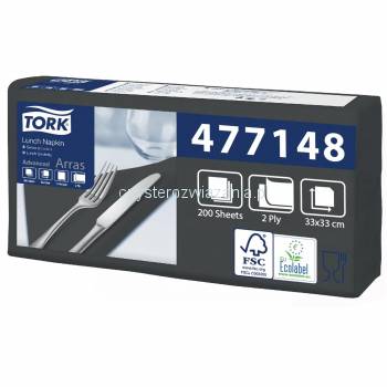 Tork czarna serwetka lunchowa 33x33 200szt-25398