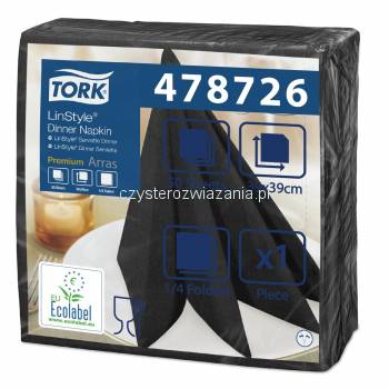 Tork Linstyle® czarna serwetka obiadowa 39x39-25462